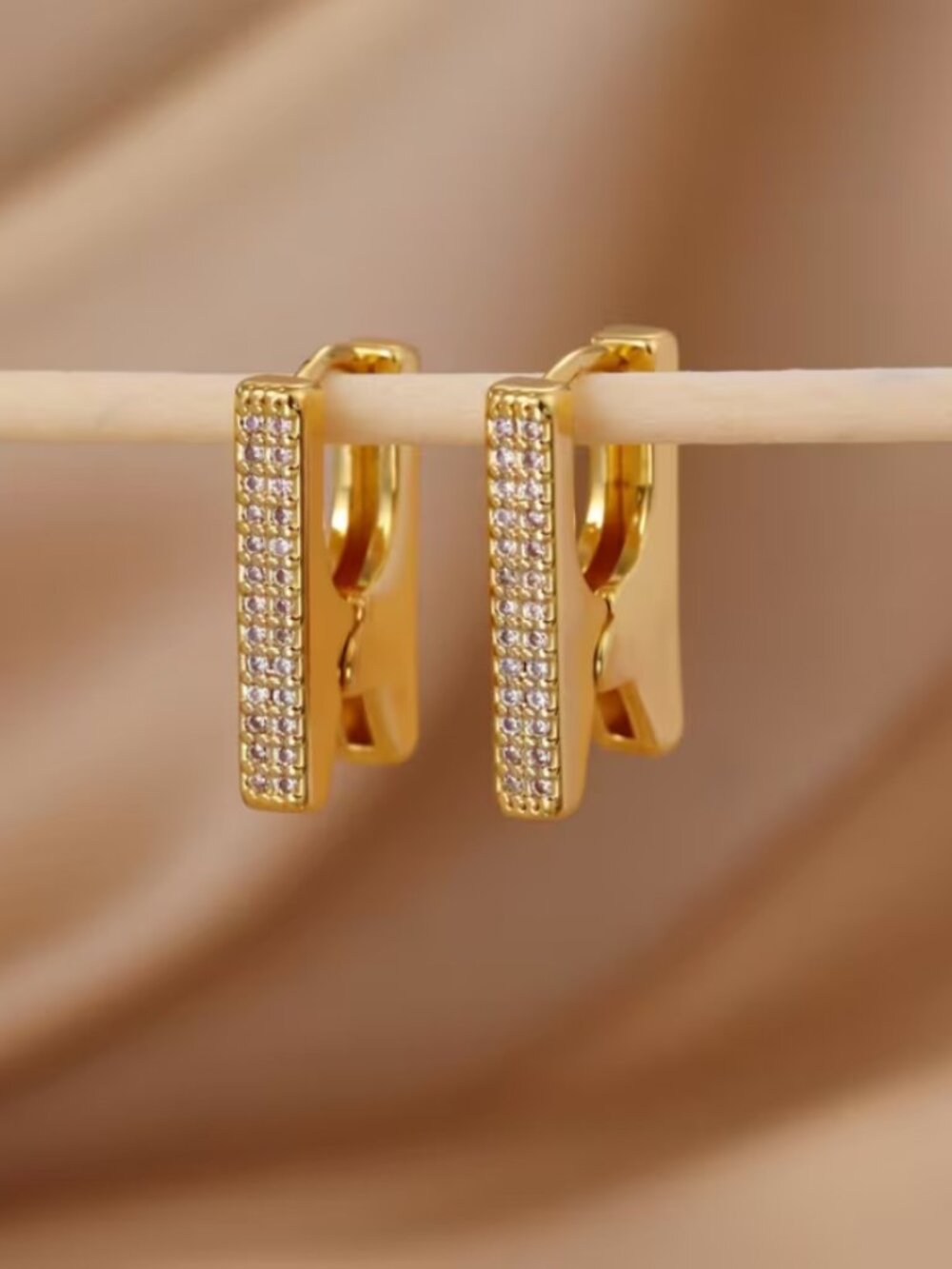 18K Gold Womens 2ct Diamond Hanging Drop Huggie Hoop Earrings 18K Silver Jewelry